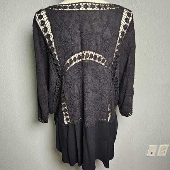 XCVI Womens Viscose‎ Embroidered Crochet Dolman Short Sleeve Blouse Top  XL - Picture 6 of 11